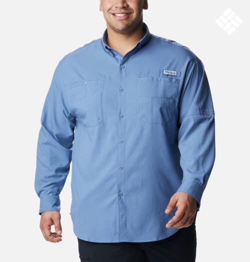 Men's Columbia PFG Tamiami II Long Sleeve Shirts Light Blue | Plus Size CA-U0543